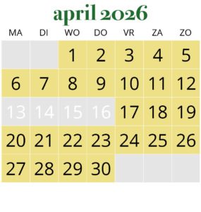 april 2026 Openingstijden_Drouwenerzand